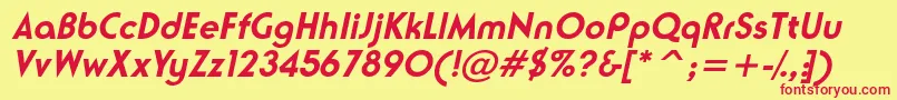 NeusesskBolditalic-Schriftart – Rote Schriften auf gelbem Hintergrund