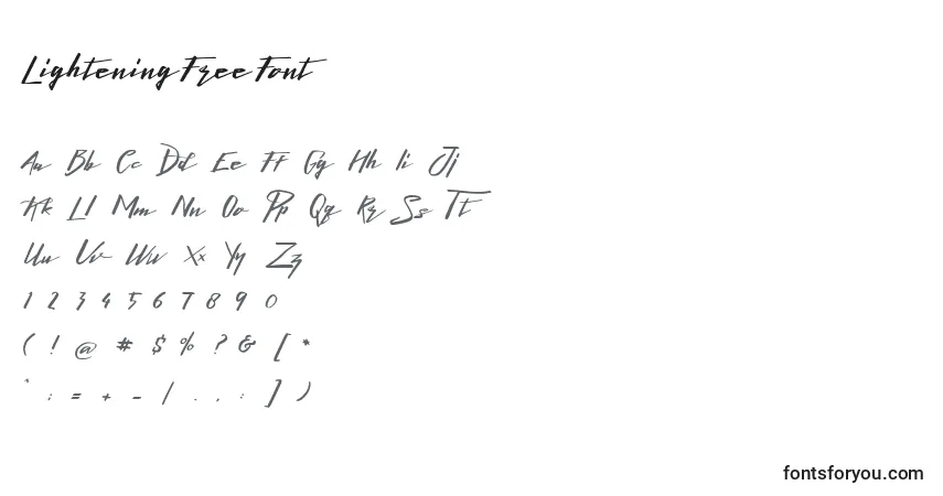 Czcionka LighteningFreeFont (101472) – alfabet, cyfry, specjalne znaki