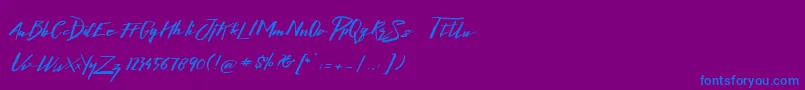 フォントLighteningFreeFont – 紫色の背景に青い文字