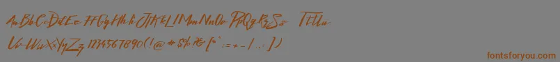 フォントLighteningFreeFont – 茶色の文字が灰色の背景にあります。