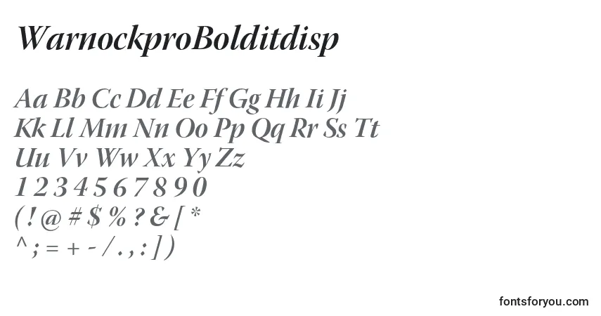 A fonte WarnockproBolditdisp – alfabeto, números, caracteres especiais