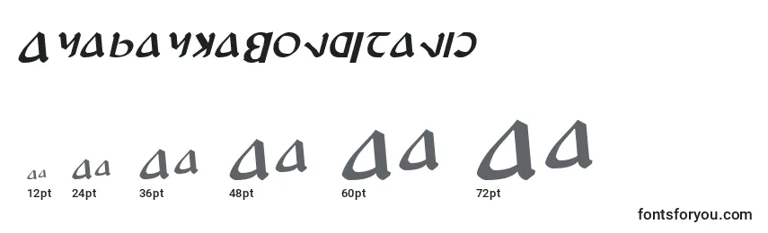 Размеры шрифта AnayankaBoldItalic
