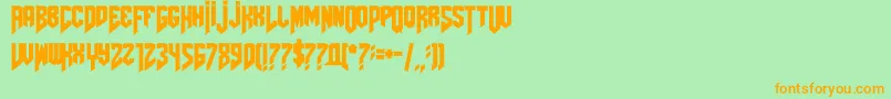 Amazdoomleft2-Schriftart – Orangefarbene Schriften auf grünem Hintergrund