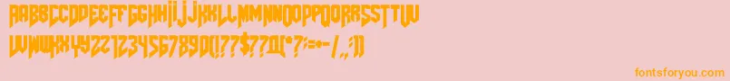 Amazdoomleft2-Schriftart – Orangefarbene Schriften auf rosa Hintergrund