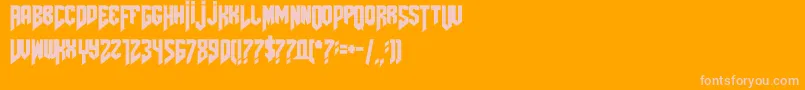 Amazdoomleft2-Schriftart – Rosa Schriften auf orangefarbenem Hintergrund