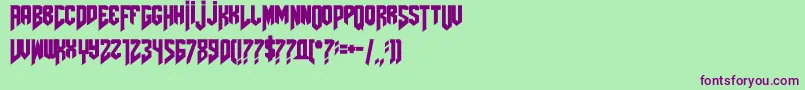 Amazdoomleft2-Schriftart – Violette Schriften auf grünem Hintergrund