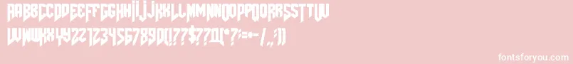 Amazdoomleft2-Schriftart – Weiße Schriften auf rosa Hintergrund