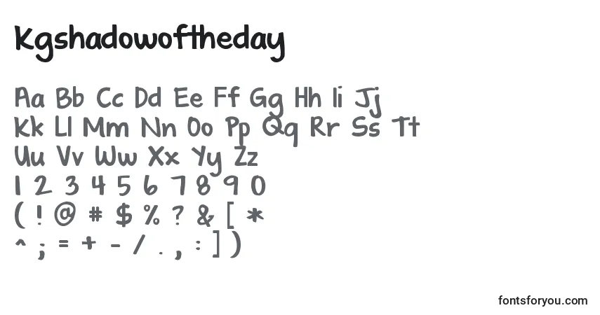 Schriftart Kgshadowoftheday – Alphabet, Zahlen, spezielle Symbole