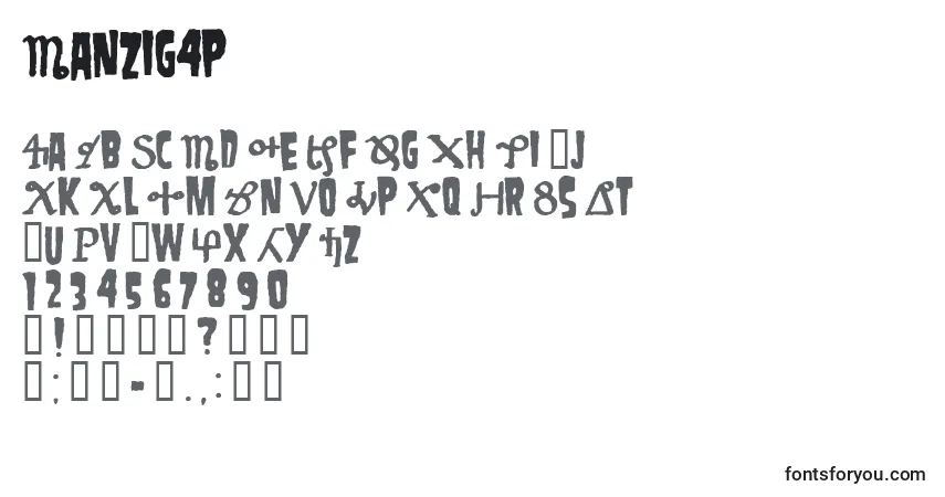 A fonte Danzig4p – alfabeto, números, caracteres especiais