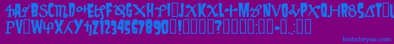 フォントDanzig4p – 紫色の背景に青い文字
