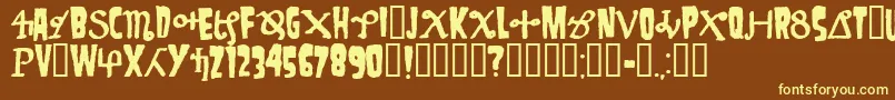 Danzig4p-fontti – keltaiset fontit ruskealla taustalla