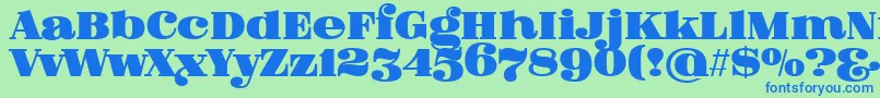 FatFlamingo5Overlay-Schriftart – Blaue Schriften auf grünem Hintergrund