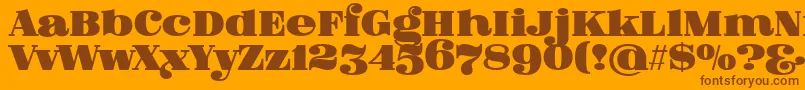 FatFlamingo5Overlay-Schriftart – Braune Schriften auf orangefarbenem Hintergrund