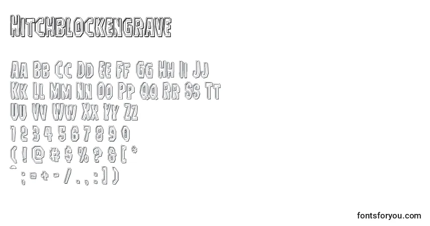 Schriftart Hitchblockengrave – Alphabet, Zahlen, spezielle Symbole