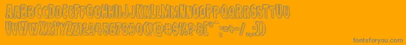 Hitchblockengrave-Schriftart – Graue Schriften auf orangefarbenem Hintergrund