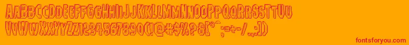 Hitchblockengrave-Schriftart – Rote Schriften auf orangefarbenem Hintergrund