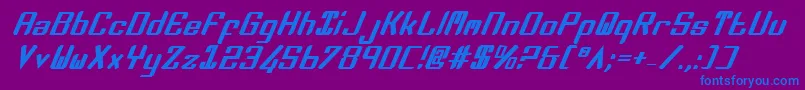 Fonte ZeeLanceBoldItalic – fontes azuis em um fundo violeta