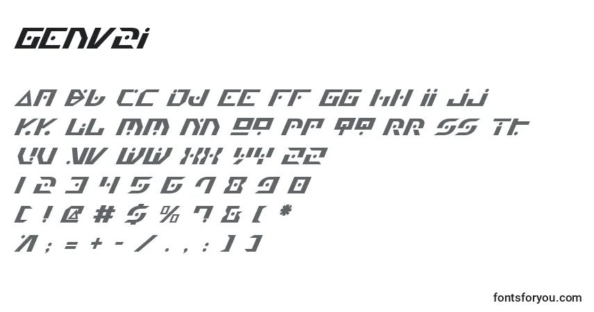 Schriftart Genv2i – Alphabet, Zahlen, spezielle Symbole