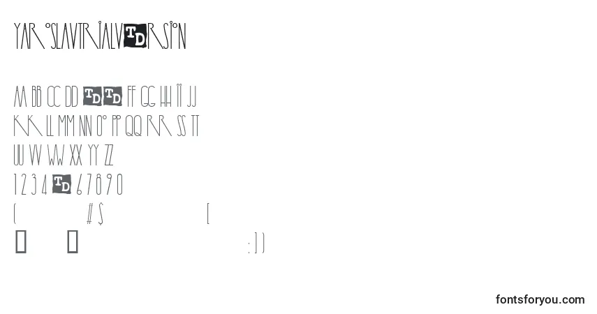 YaroslavTrialVersion-fontti – aakkoset, numerot, erikoismerkit