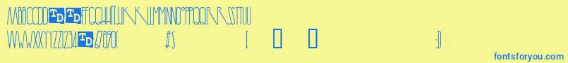 Fonte YaroslavTrialVersion – fontes azuis em um fundo amarelo