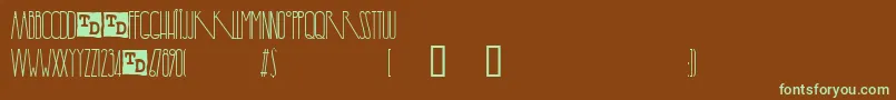 Fonte YaroslavTrialVersion – fontes verdes em um fundo marrom