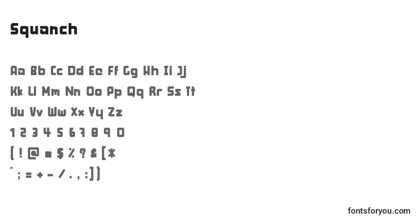 Schriftart Squanch – Alphabet, Zahlen, spezielle Symbole