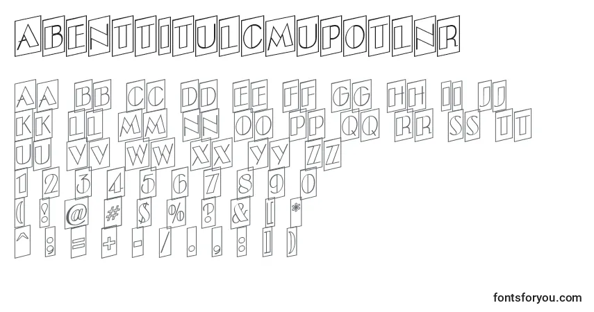 Schriftart ABenttitulcmupotlnr – Alphabet, Zahlen, spezielle Symbole