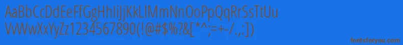 OpenSansCondensedLight-Schriftart – Braune Schriften auf blauem Hintergrund