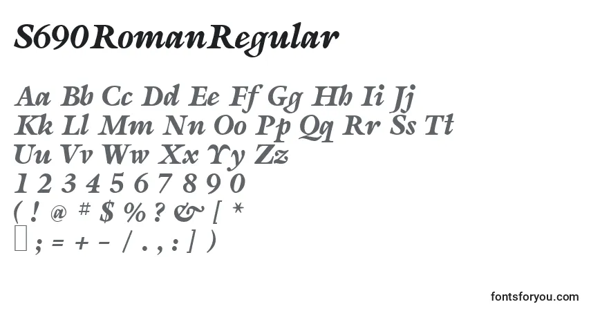 S690RomanRegular-fontti – aakkoset, numerot, erikoismerkit