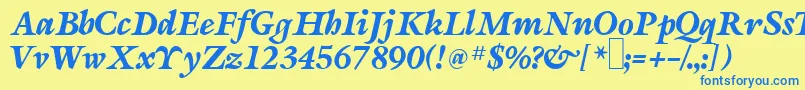 S690RomanRegular Font – Blue Fonts on Yellow Background