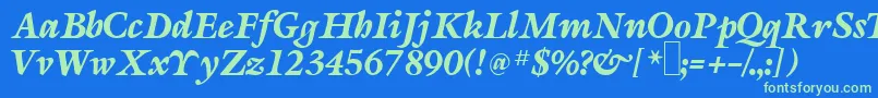 S690RomanRegular Font – Green Fonts on Blue Background