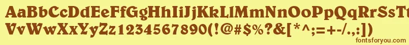 フォントBarristerSsiBold – 茶色の文字が黄色の背景にあります。