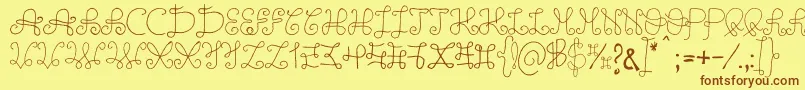OneWildLine-Schriftart – Braune Schriften auf gelbem Hintergrund