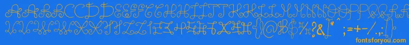 OneWildLine-Schriftart – Orangefarbene Schriften auf blauem Hintergrund