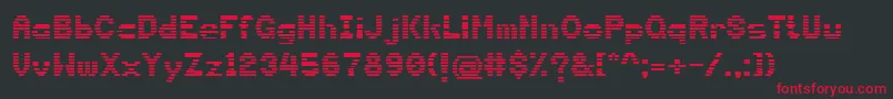 DsTerminal-fontti – punaiset fontit mustalla taustalla