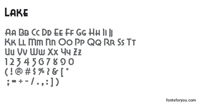 A fonte Lake – alfabeto, números, caracteres especiais