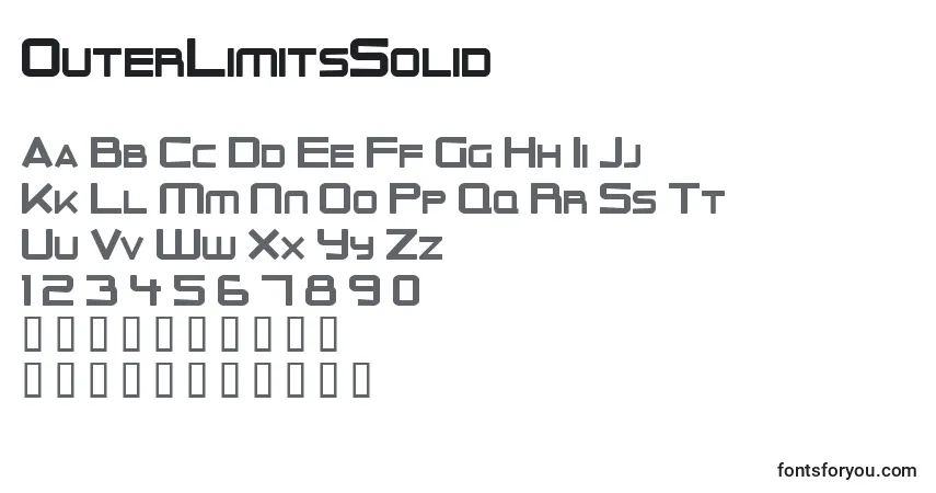 A fonte OuterLimitsSolid – alfabeto, números, caracteres especiais