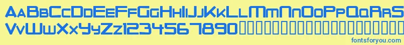 フォントOuterLimitsSolid – 青い文字が黄色の背景にあります。