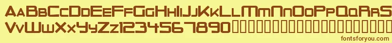 フォントOuterLimitsSolid – 茶色の文字が黄色の背景にあります。