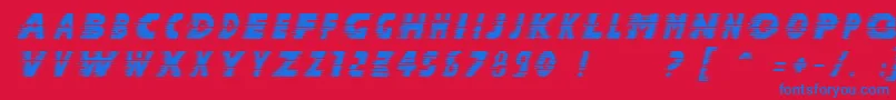 Halcit-Schriftart – Blaue Schriften auf rotem Hintergrund