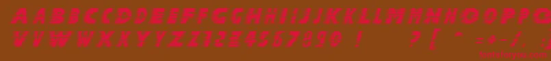 フォントHalcit – 赤い文字が茶色の背景にあります。