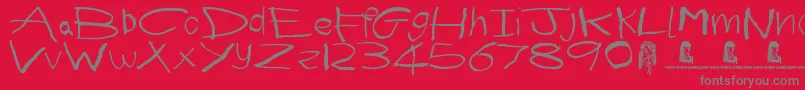 First Grader-Schriftart – Graue Schriften auf rotem Hintergrund