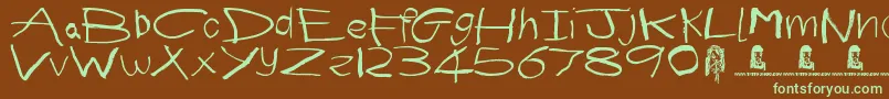 Шрифт First Grader – зелёные шрифты на коричневом фоне