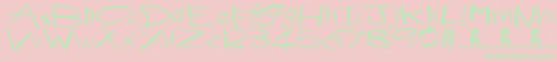 First Grader Font – Green Fonts on Pink Background