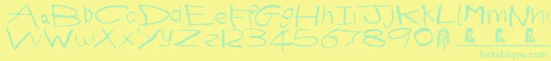 First Grader Font – Green Fonts on Yellow Background
