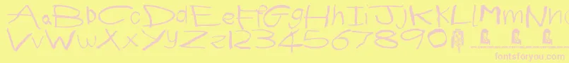 Шрифт First Grader – розовые шрифты на жёлтом фоне