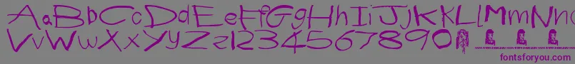 First Grader-fontti – violetit fontit harmaalla taustalla