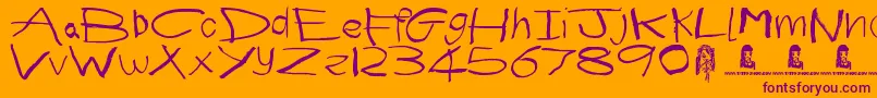 First Grader Font – Purple Fonts on Orange Background