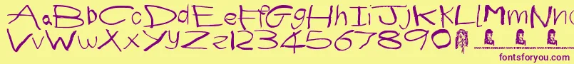 First Grader Font – Purple Fonts on Yellow Background
