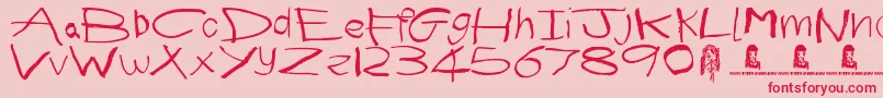 フォントFirst Grader – ピンクの背景に赤い文字